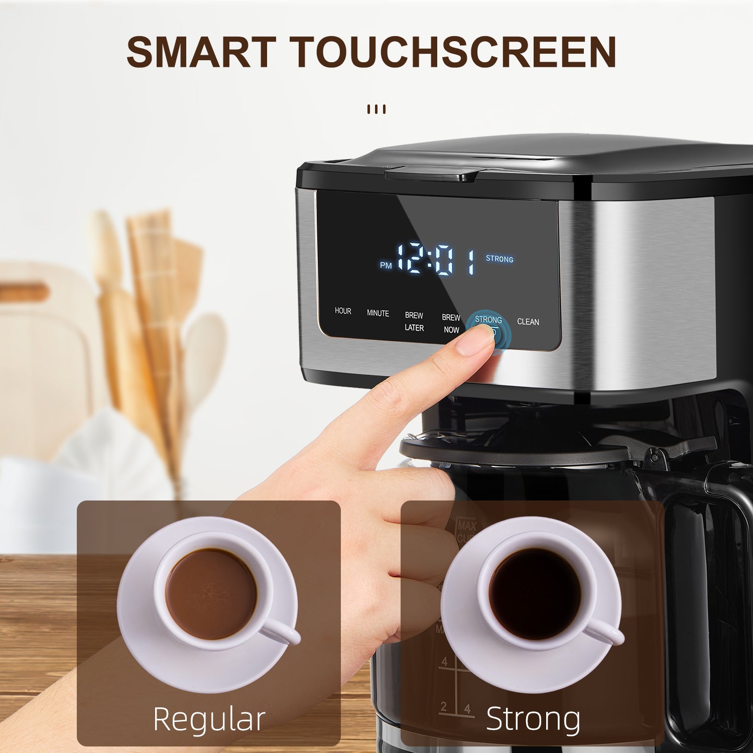 12 Cup Programmable Coffee Maker, Touch Screen & Iced Coffee