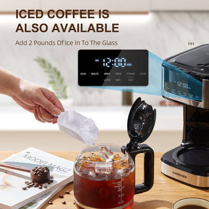 12 Cup Programmable Coffee Maker, Touch Screen & Iced Coffee