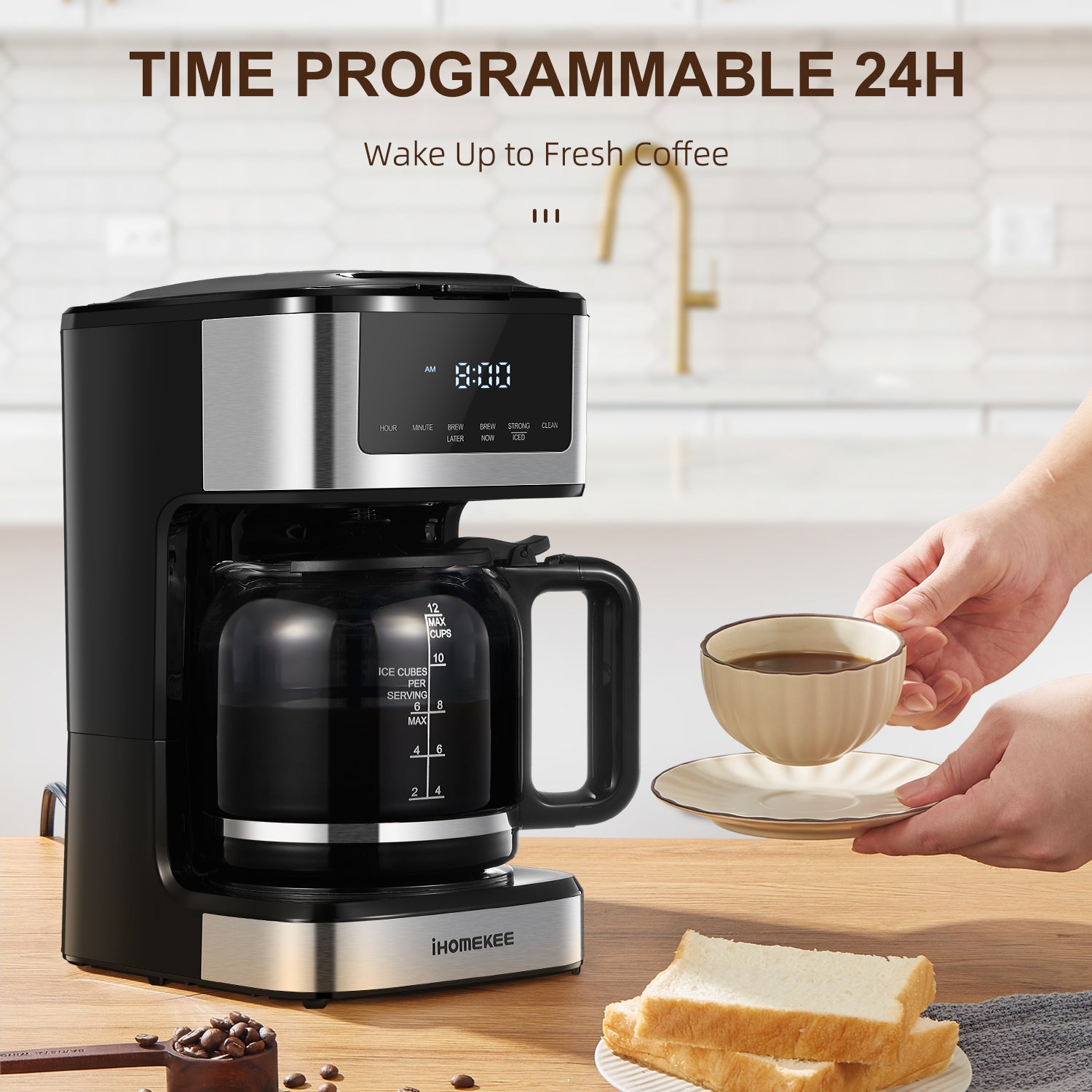 12 Cup Programmable Coffee Maker, Touch Screen & Iced Coffee